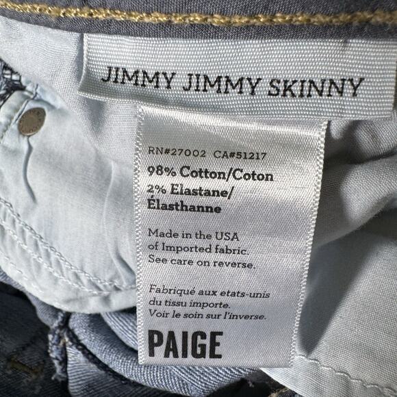Paige Jeans Womens 30 Jimmy Jimmy Skinny Blue Denim Pants 30x28 - Picture 6 of 7